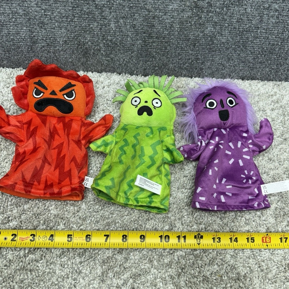 Hand2Mind emotional plush hand puppets lot x3 feelings family figures‎